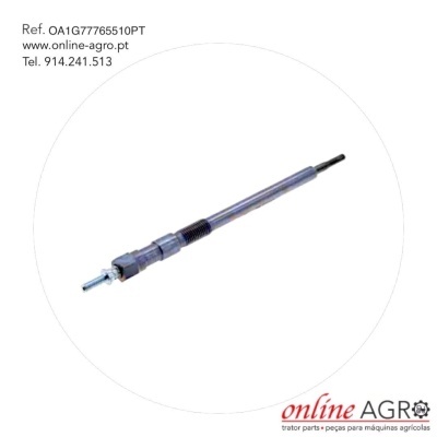 Peça metálica longa com texto de referência e contacto da Online Agro