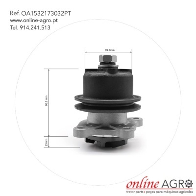 Peça mecânica com dimensões e texto de referência online AGRO