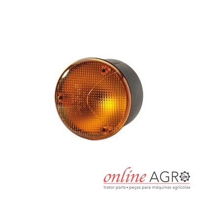 Luz de sinalização redonda âmbar com corpo preto e logotipo online AGRO