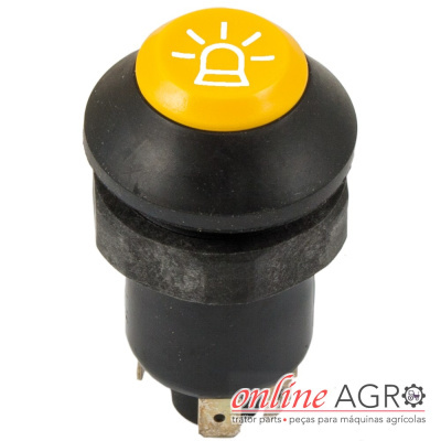 Botão de interruptor preto e amarelo com ícone de sirene branca