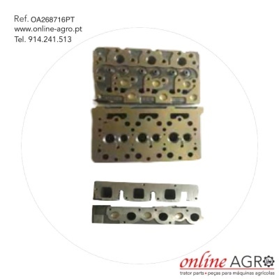 Três peças metálicas com orifícios várias e texto de referência e contacto