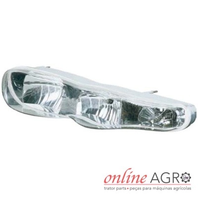 Farol de automóvel transparente com múltiplas secções refletoras
