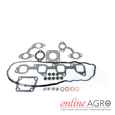 Conjunto de juntas e anéis para motores sobre fundo branco com logotipo online AGRO