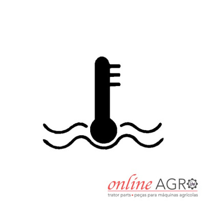 Ícone de termómetro com ondas e texto online AGRO