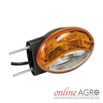Farol para máquina agrícola com lente laranja e transparente