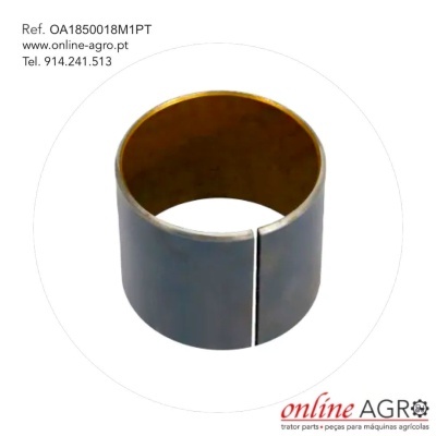 Anel metálico cinza com interior bronze e abertura, texto de referência e contacto na imagem