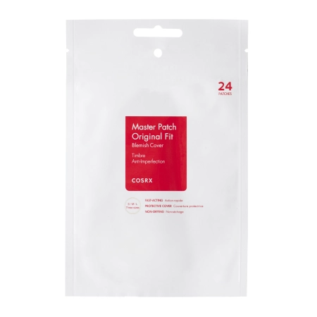 Embalagem branca de Master Patch Original Fit COSRX com selo vermelho