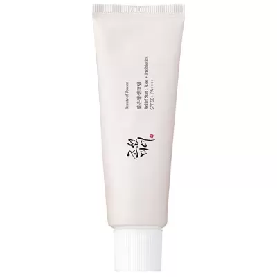 Tubo plástico branco com tampa de rosca branca e texto em inglês e coreano.