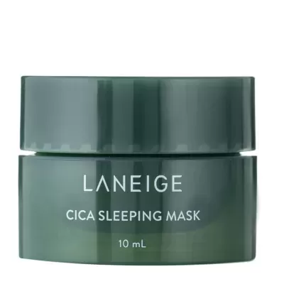 Frasco pequeno verde escuro opaco de máscara de dormir Cica Sleeping Mask Laneige 10 mL