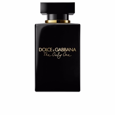 Frasco preto de perfume Dolce & Gabbana The Only One com texto dourado