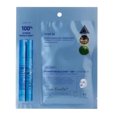 Máscara facial e sérum HYDROP REEDLE SHOT 100% em embalagem azul