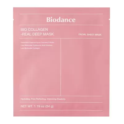 Embalagem rosa fosca de máscara facial Biodance BIO COLLAGEN