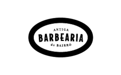 Logótipo oval preto e branco com texto