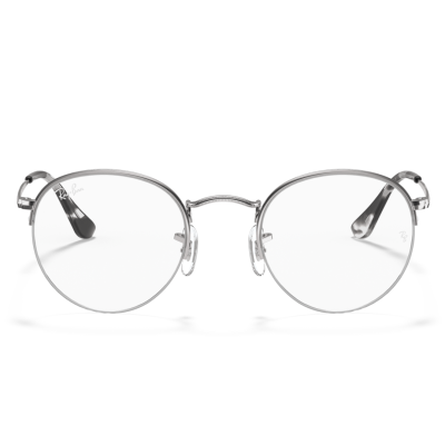 Óculos de grau Ray-Ban com armação metálica prateada e lentes redondas