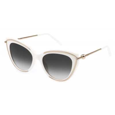 Óculos de sol cat eye branco com detalhes dourados e lentes escuras