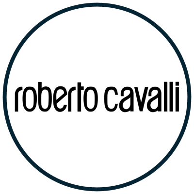 Logótipo roberto cavalli em círculo preto