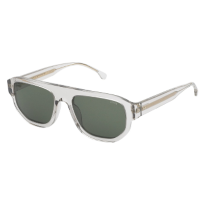 Óculos de sol transparentes com lentes verdes escuras