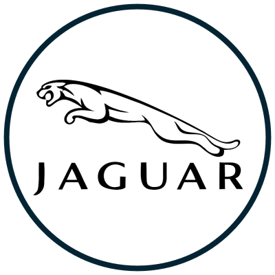Logotipo da marca Jaguar com jaguar a saltar e texto JAGUAR