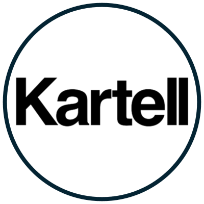 Logotipo Kartell em preto sobre fundo branco