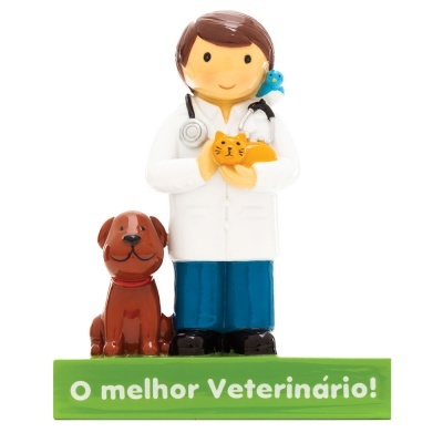 Figura decorativa de veterinário com gato e cachorro e texto O melhor Veterinário!