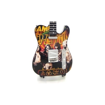 Guitarra elétrica decorada com imagens da banda Led Zeppelin