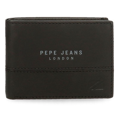 Carteira preta em pele com logótipo Pepe Jeans London