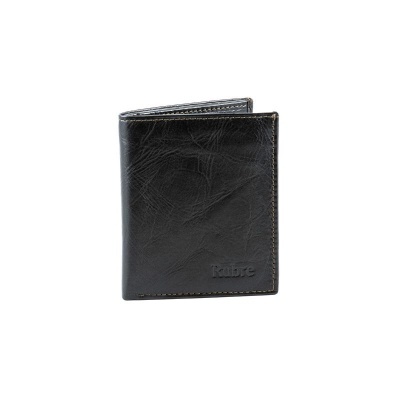 Carteira de couro preta com marca Kobre gravada
