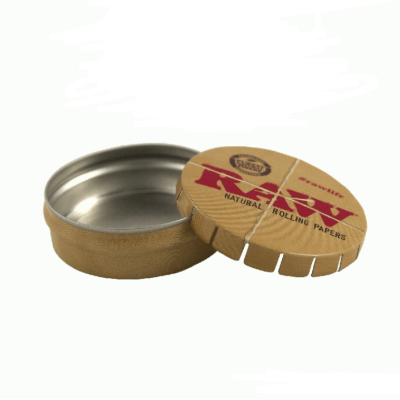 Lata de cartão e metal com tampa 'RAW NATURAL ROLLING PAPERS'
