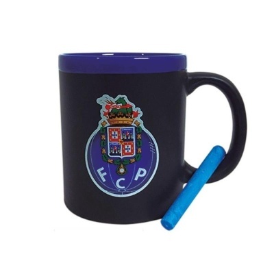 Caneca azul escura com brasão FCP e giz azul