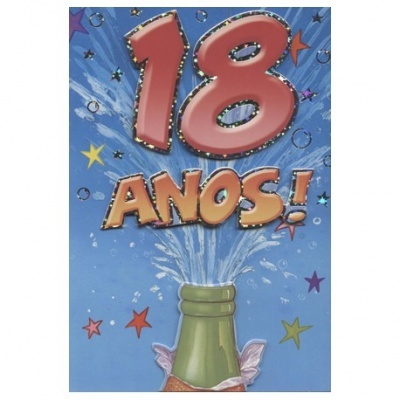 Cartão comemorativo 18 ANOS com garrafa de champanhe
