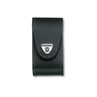 Estojo de couro preto com logotipo Victorinox