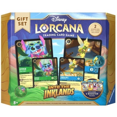 Caixa do conjunto de presente Disney Lorcana jogo de cartas com personagens Stitch e Tinker Bell
