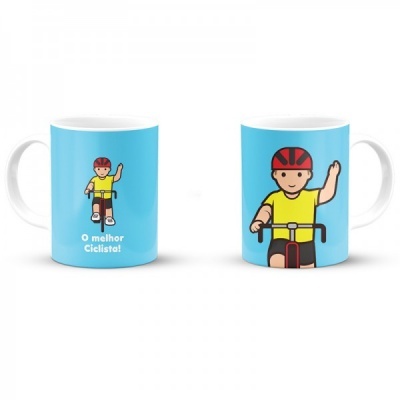 Canecas com desenho de criança de bicicleta e texto O melhor Ciclista!