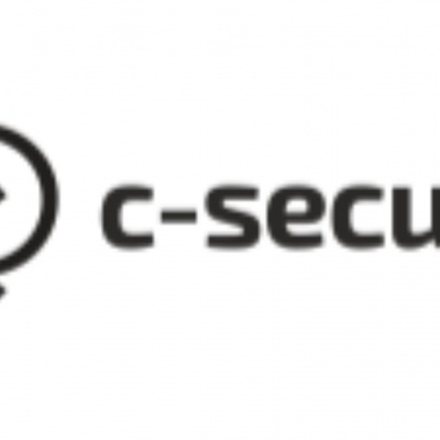 Logótipo preto da marca c-secure com formas circulares
