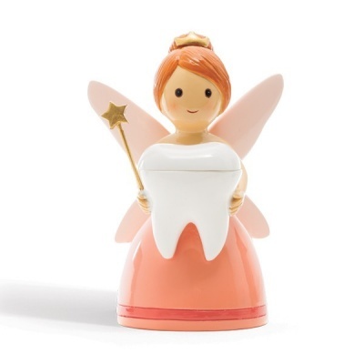 Boneca fada dos dentes de plástico com vestido e asas cor-de-rosa