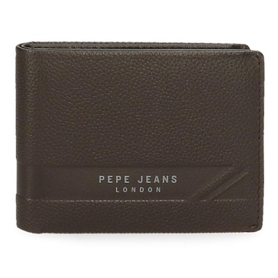 Carteira castanha em pele sintética com marca PEPE JEANS LONDON