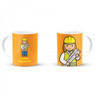 Caneca com ilustração de mulher engenheira e texto A melhor Engenheira!