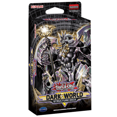 Embalagem do jogo YU-GI-OH DARK WORLD STRUCTURE DECK com figura robótica armada