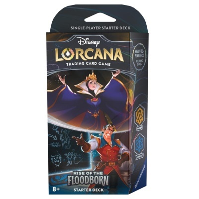 Embalagem de starter deck Disney Lorcana trading card game com personagens e texto