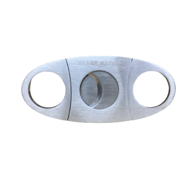 Cortador de charutos em aço inoxidável com lâmina circular dupla e orifícios para dedos