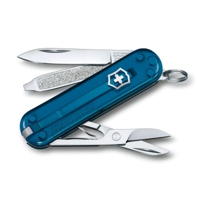 Canivete multifunções Victorinox azul com lâmina, lima e tesoura