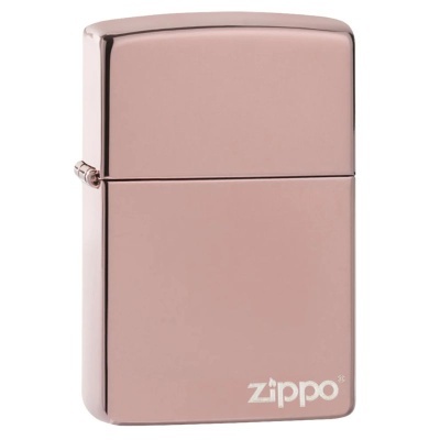 Isqueiro metálico rosa com logótipo Zippo