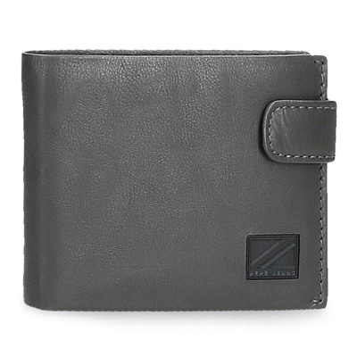 Carteira preta de pele com fecho e emblema Z ZEGNA