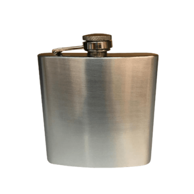 Cantil de metal prateado com tampa de rosca