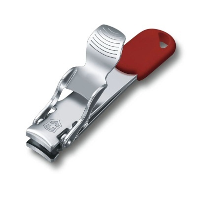 Alicate de unhas metálico com cabo vermelho e logótipo Victorinox