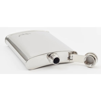 Cantil metálico prateado com tampa de rosca aberta