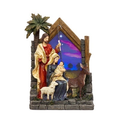 Presépio decorativo com figuras da Sagrada Família e animais