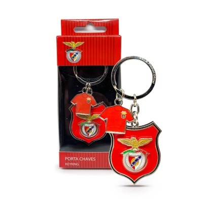 Porta-chaves vermelho do SLB com escudo e mini camisola em embalagem