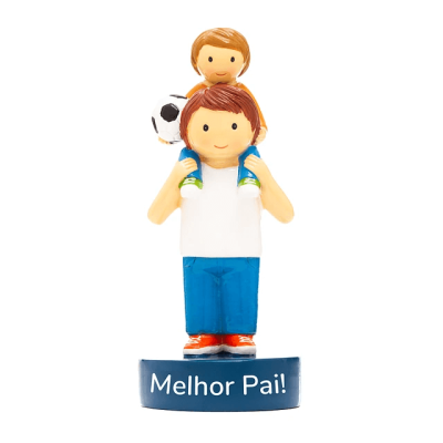 Figurina de homem com criança e texto Melhor Pai!