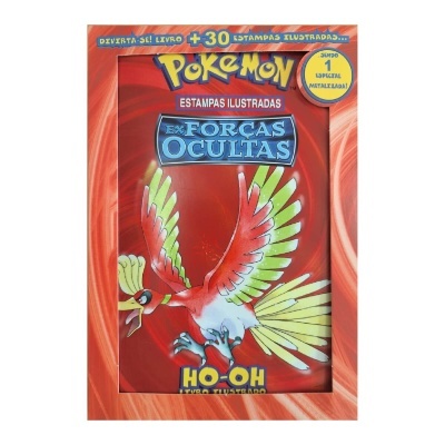 Pacote Pokémon Estampas Ilustradas Forças Ocultas com imagem de Ho-Oh e texto em português